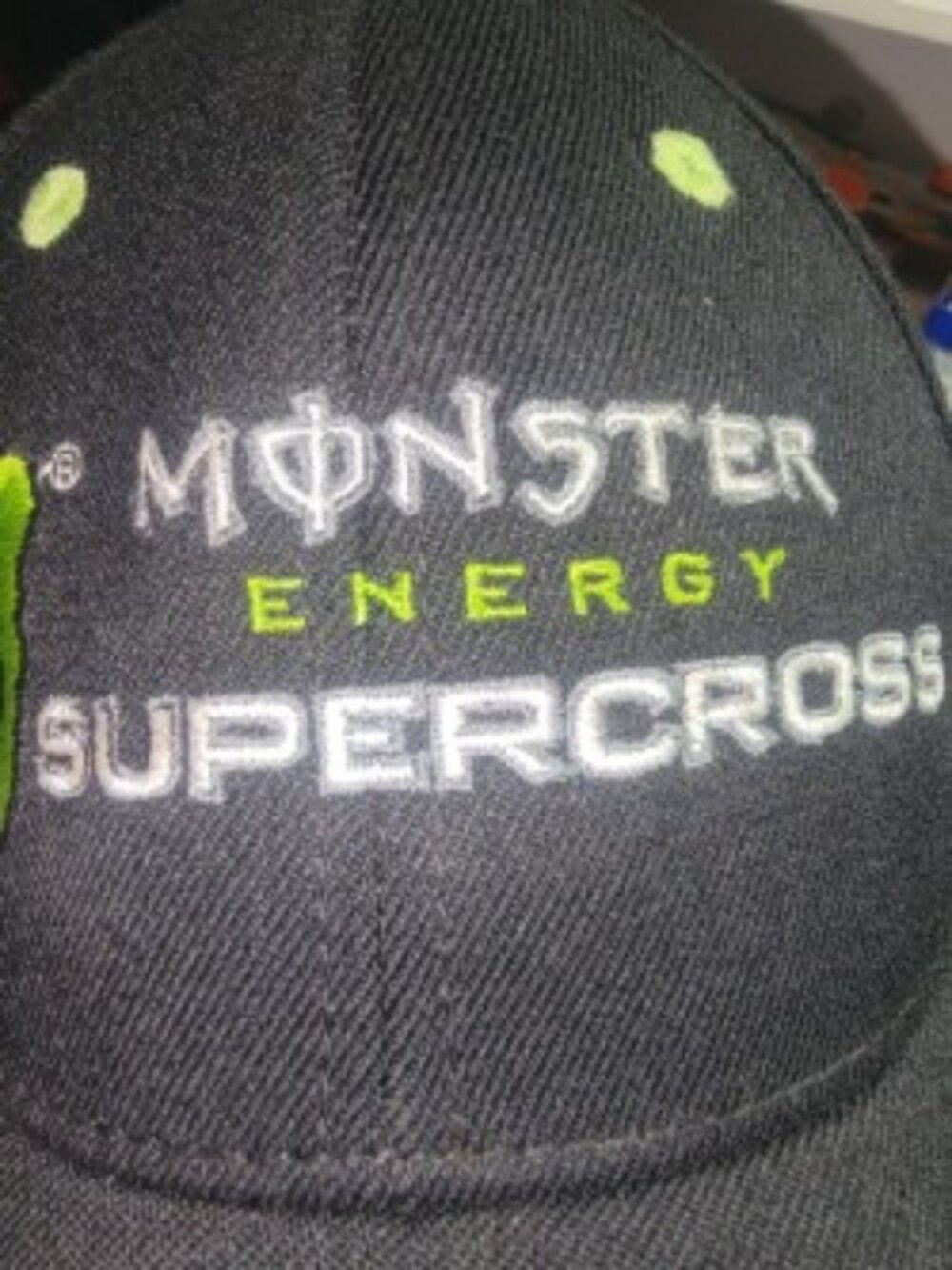 Monster Energy Supercross FIM Hat L/XL Fitted MMI Embroidered Moto Cap